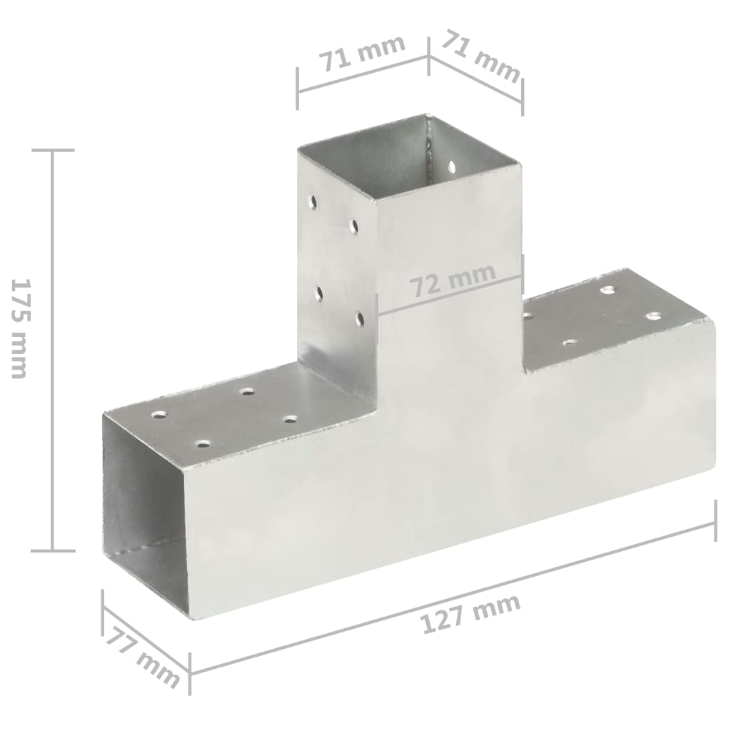 vidaXL Pfostenverbinder T-Form Verzinktes Metall 71 x 71 mm