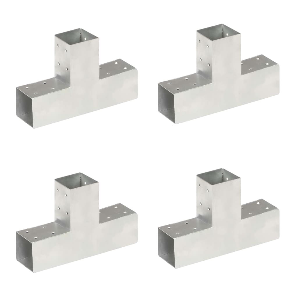 vidaXL Pfostenverbinder 4 Stk. T-Form Verzinktes Metall 71 x 71 mm