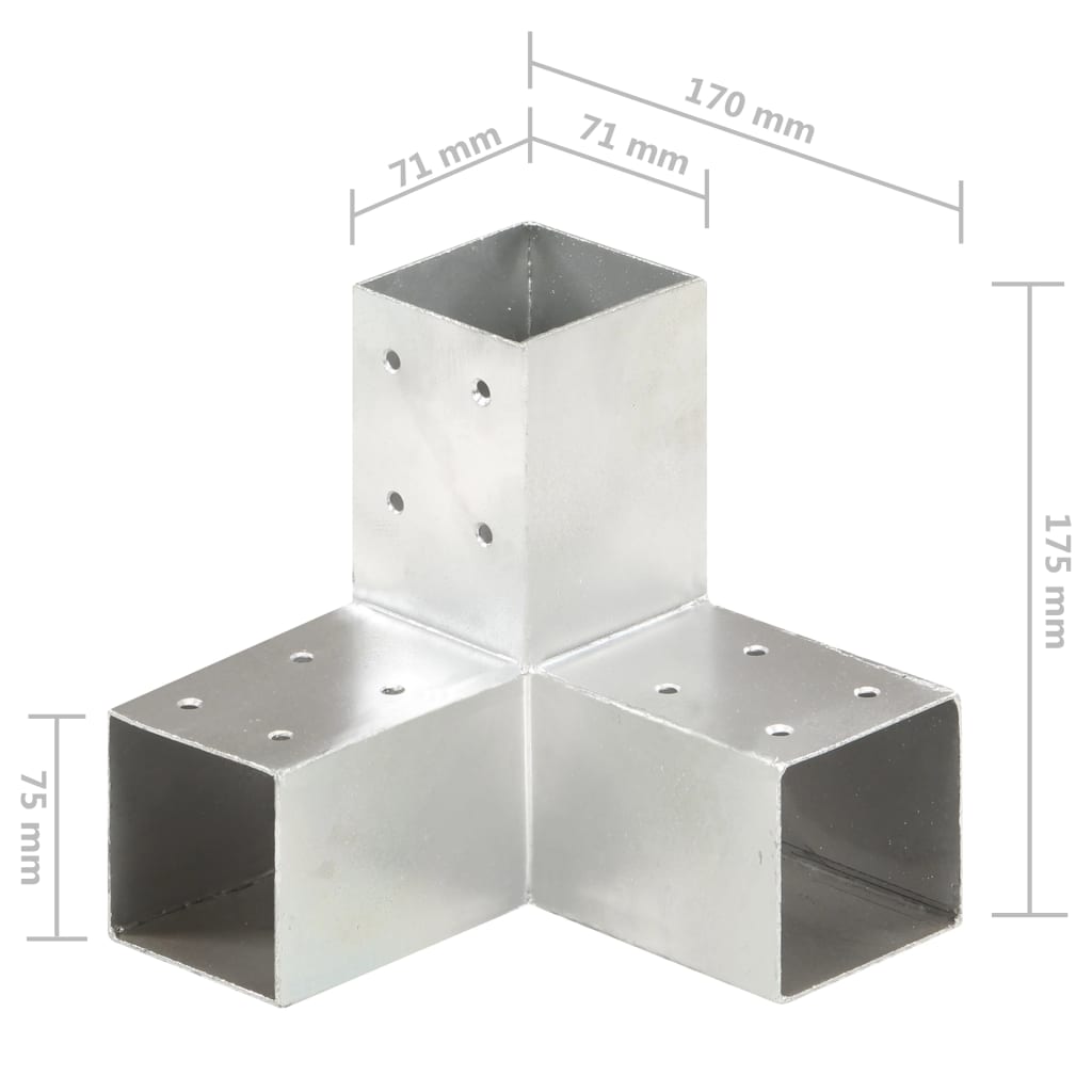 vidaXL Pfostenverbinder Y-Form Verzinktes Metall 71 x 71 mm