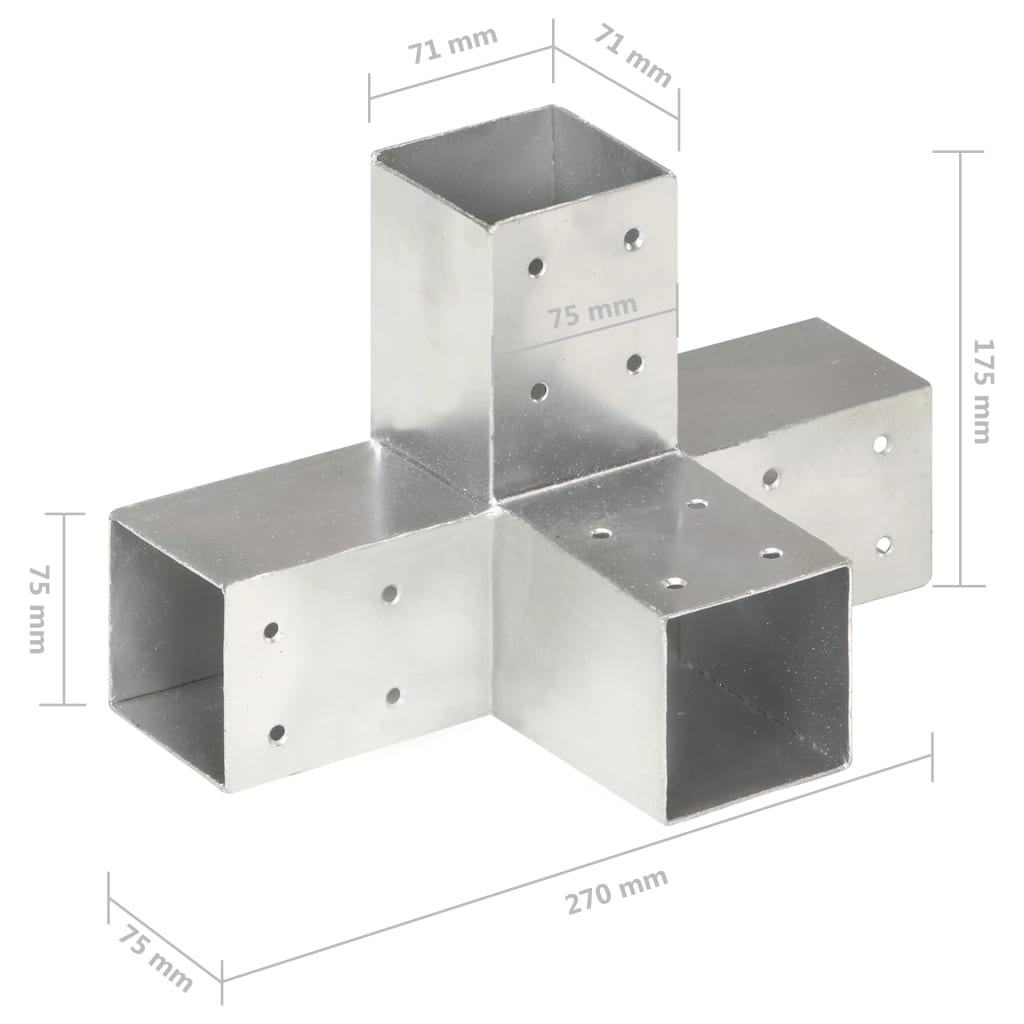 vidaXL Pfostenverbinder X-Form Verzinktes Metall 71 x 71 mm