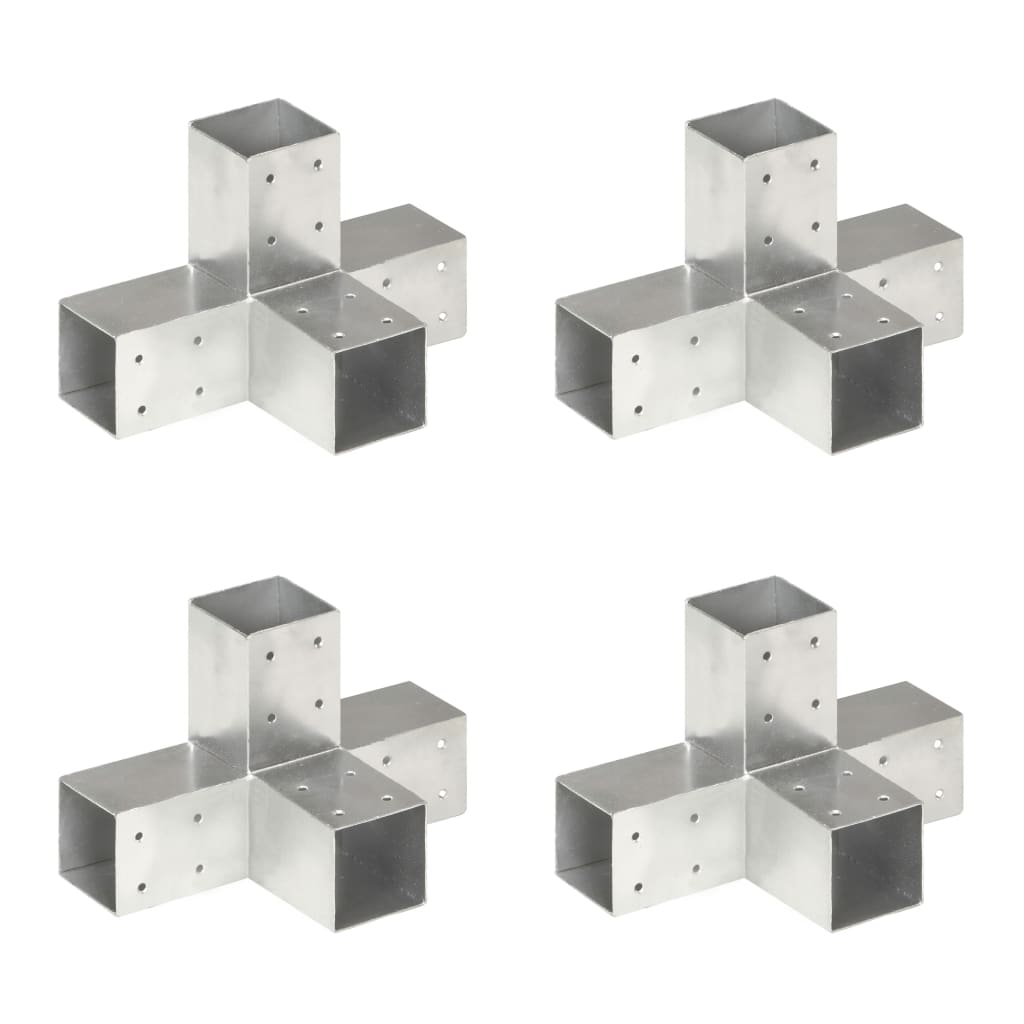 vidaXL Pfostenverbinder 4 Stk. X-Form Verzinktes Metall 71 x 71 mm