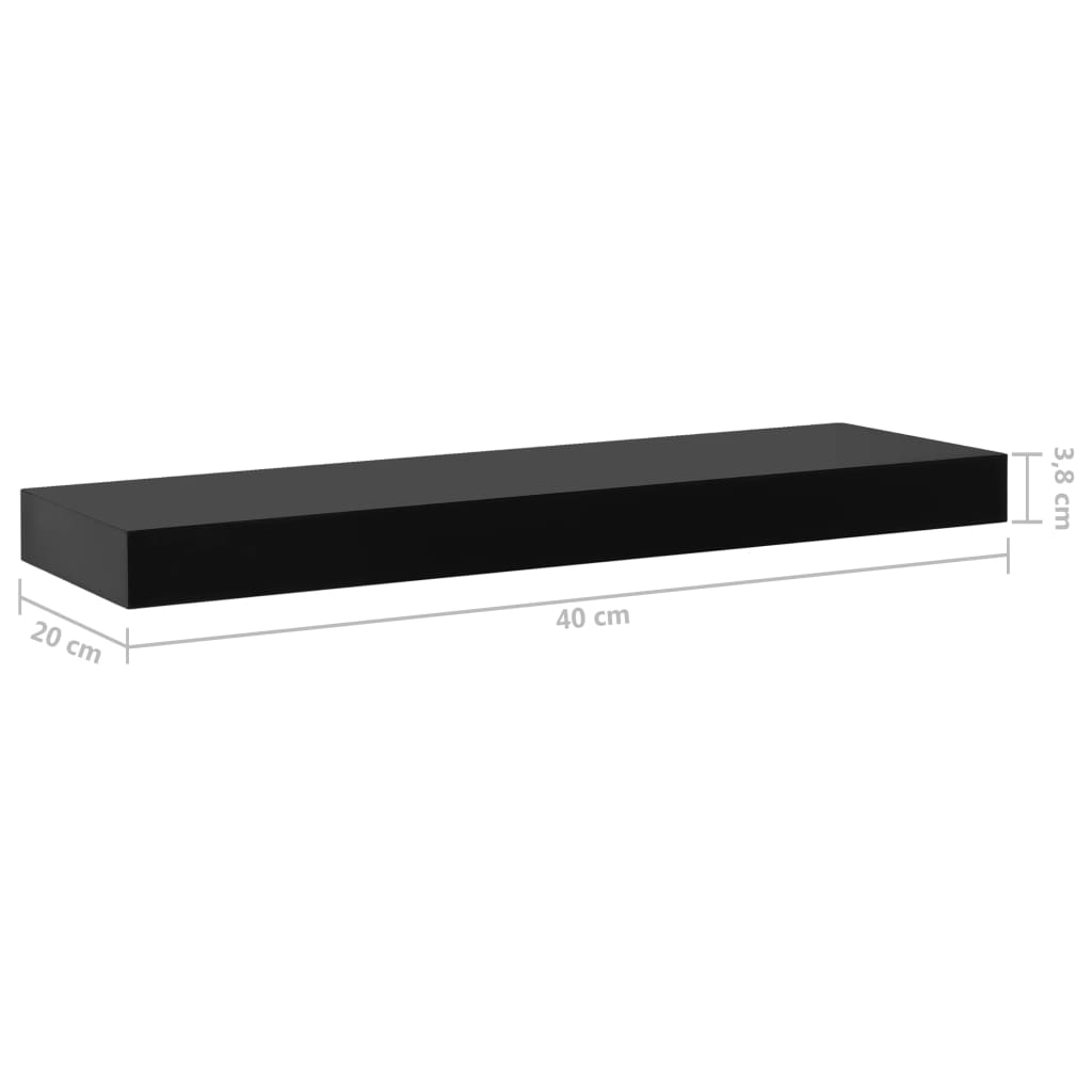 vidaXL Schweberegale 2 Stk. Schwarz 40x20x3,8 cm
