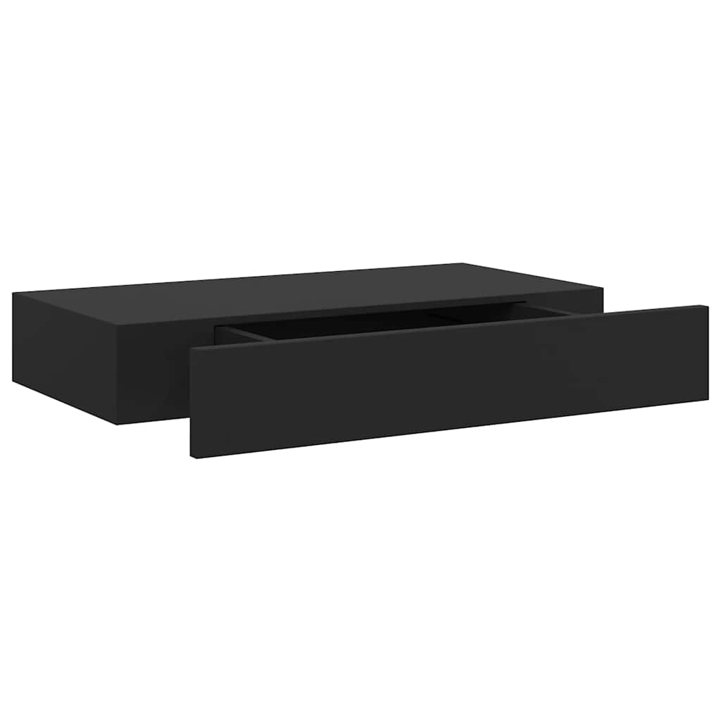 vidaXL Schweberegal mit Schublade Schwarz