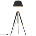 vidaXL Stativlampe Schwarz und Golden Teak Massivholz 141 cm