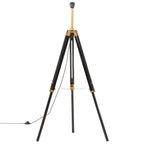 vidaXL Stativlampe Schwarz und Golden Teak Massivholz 141 cm