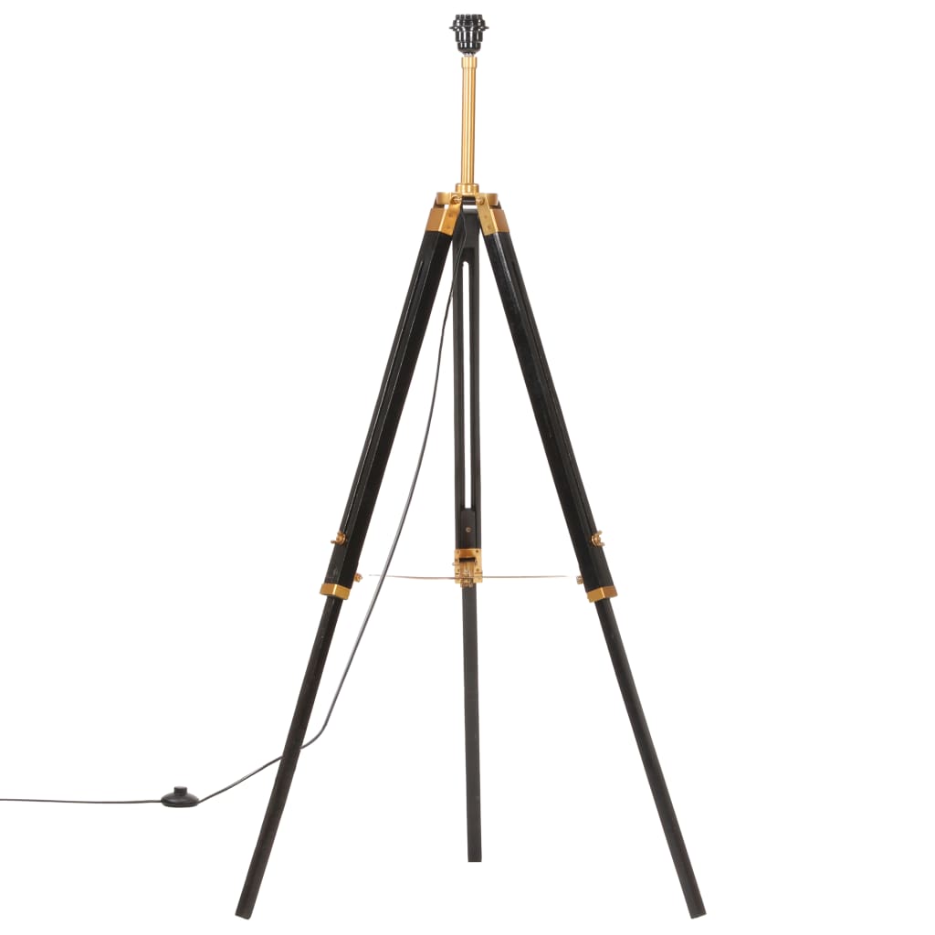 vidaXL Stativlampe Schwarz und Golden Teak Massivholz 141 cm