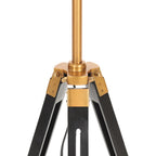 vidaXL Stativlampe Schwarz und Golden Teak Massivholz 141 cm