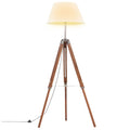 vidaXL Stativlampe Honigbraun und Weiß Teak Massivholz 141 cm