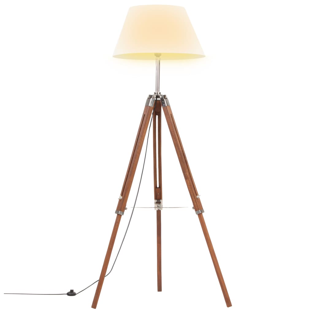 vidaXL Stativlampe Honigbraun und Weiß Teak Massivholz 141 cm