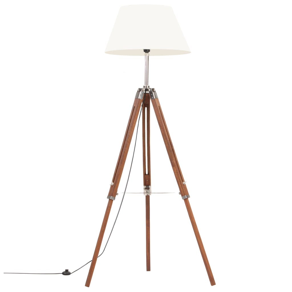 vidaXL Stativlampe Honigbraun und Weiß Teak Massivholz 141 cm