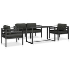 vidaXL 5-tlg. Garten-Sofagarnitur mit Kissen Aluminium Anthrazit