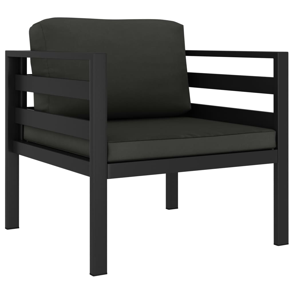 vidaXL 5-tlg. Garten-Sofagarnitur mit Kissen Aluminium Anthrazit