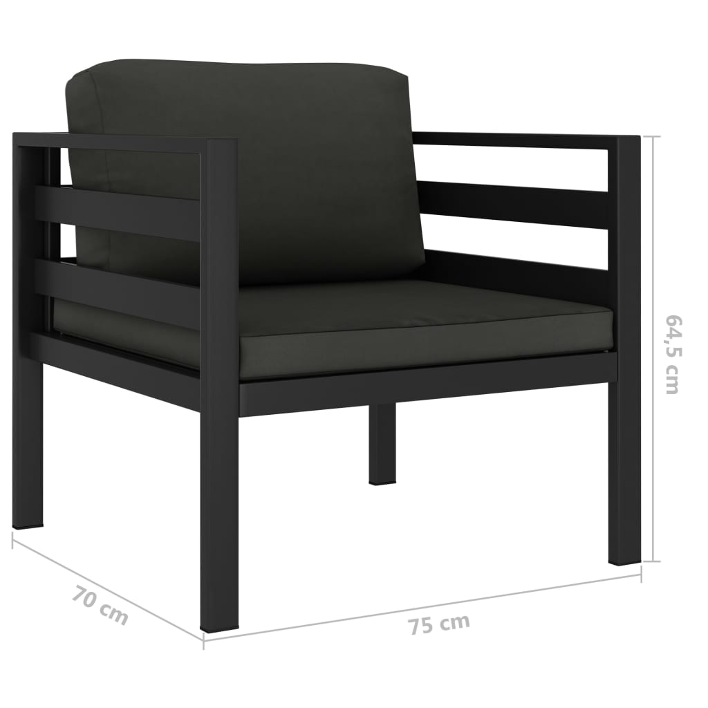 vidaXL 5-tlg. Garten-Sofagarnitur mit Kissen Aluminium Anthrazit