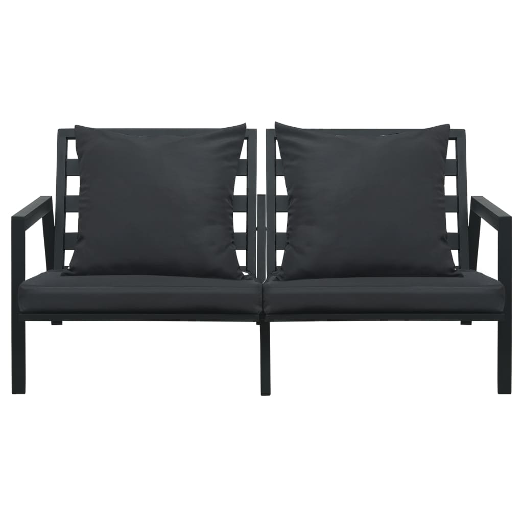vidaXL 5-tlg. Garten-Lounge-Set mit Auflagen Aluminium Dunkelgrau