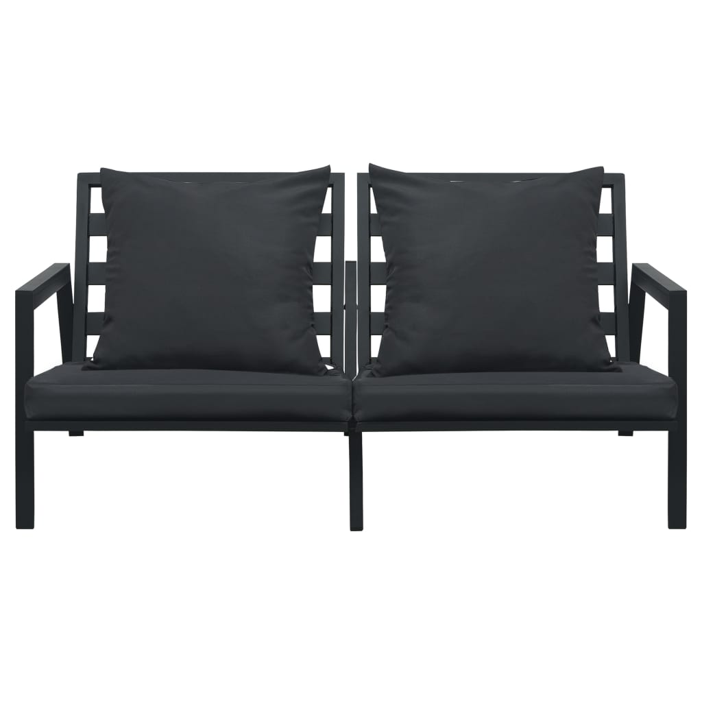 vidaXL 4-tlg. Outdoor-Lounge-Set mit Kissen Aluminium Dunkelgrau