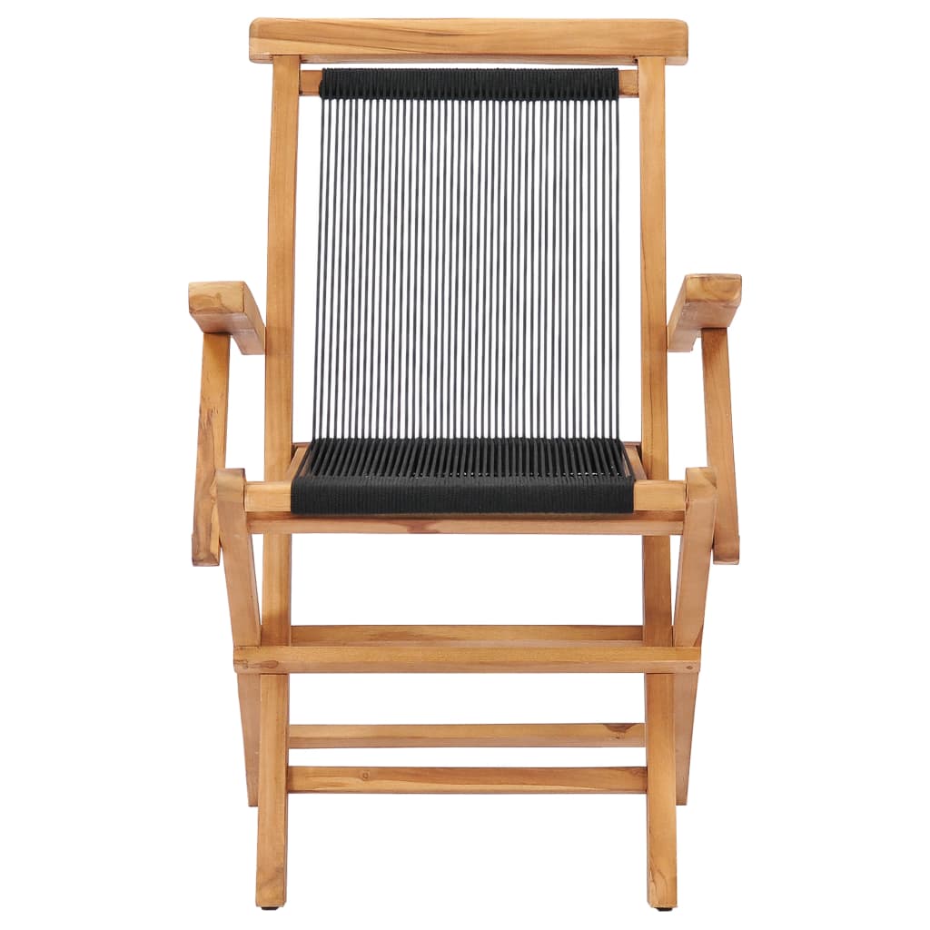 vidaXL Klappbare Gartenstühle 2 Stk. Massivholz Teak und Seil