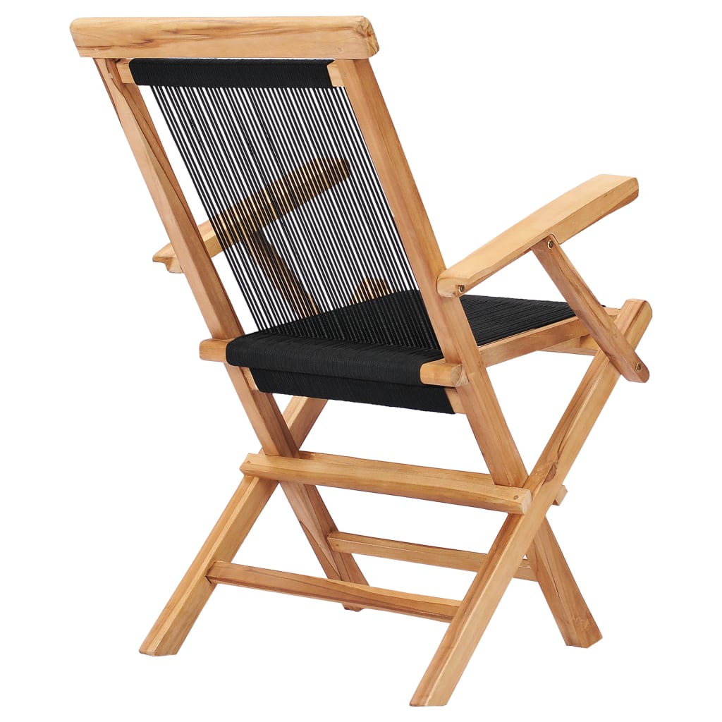 vidaXL Klappbare Gartenstühle 2 Stk. Massivholz Teak und Seil