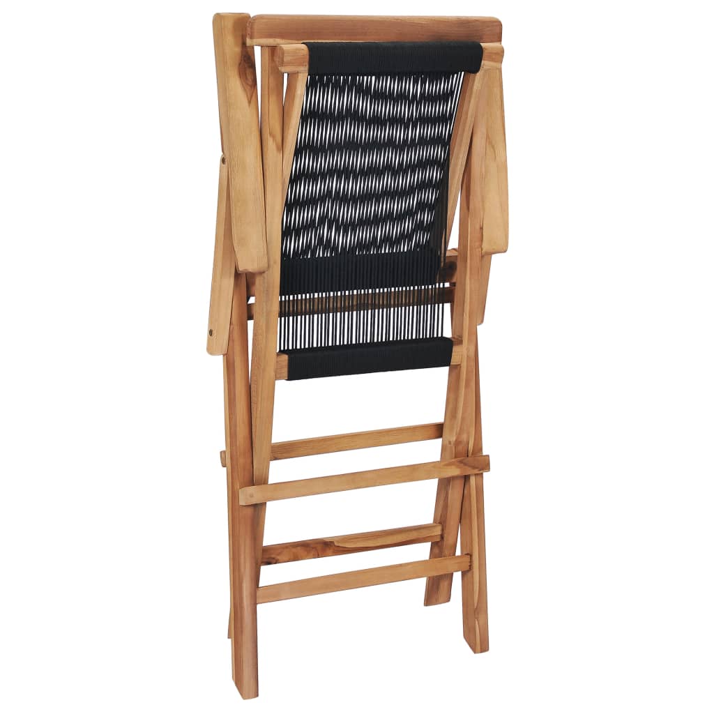 vidaXL Klappbare Gartenstühle 2 Stk. Massivholz Teak und Seil