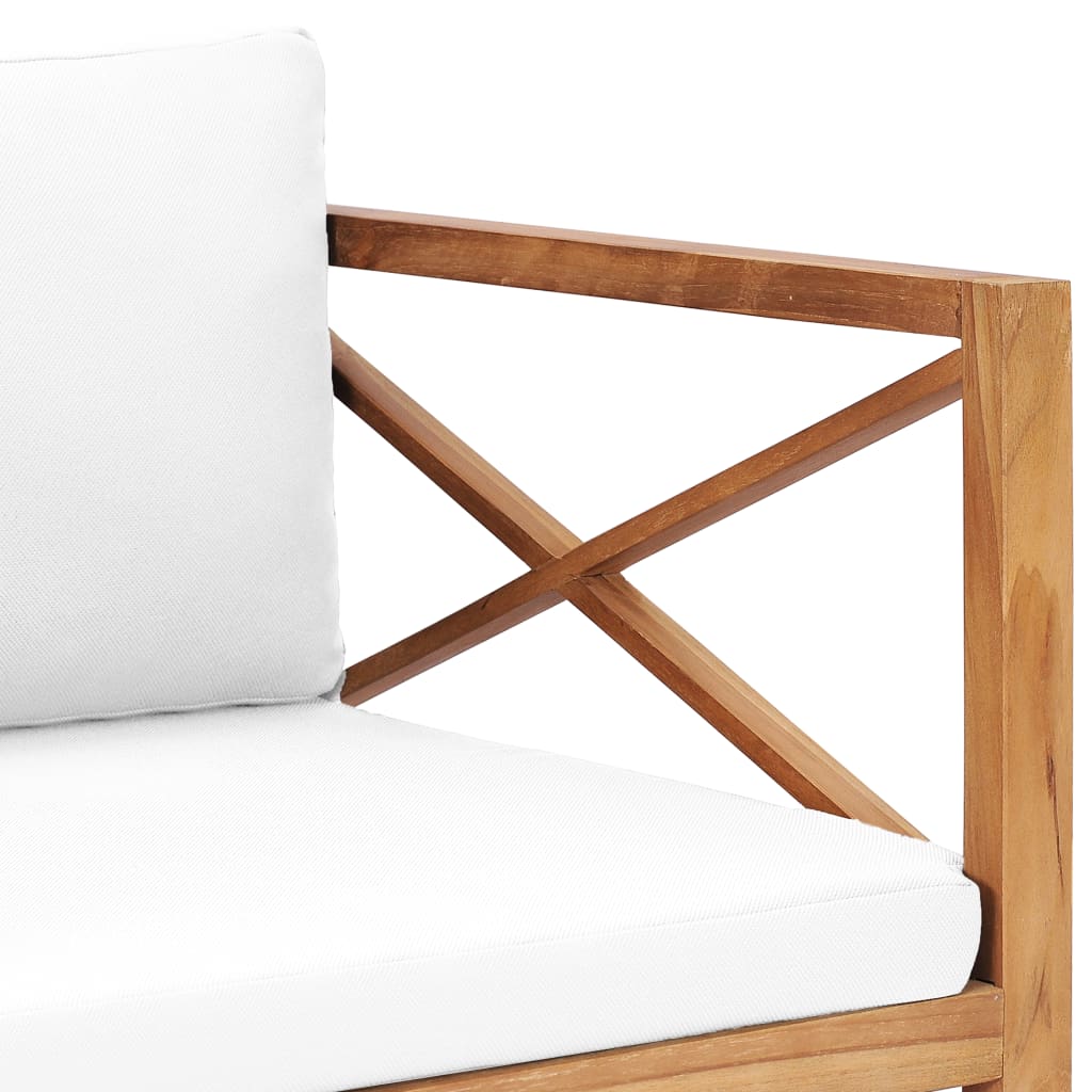 vidaXL Gartenstuhl mit Cremeweißen Auflagen Massivholz Teak