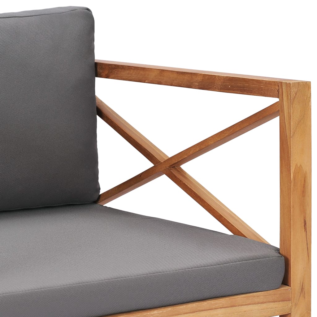 vidaXL Gartenstuhl mit Grauen Auflagen Massivholz Teak