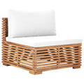 vidaXL Garten-Mittelsofa mit Cremeweißer Auflage Massivholz Teak