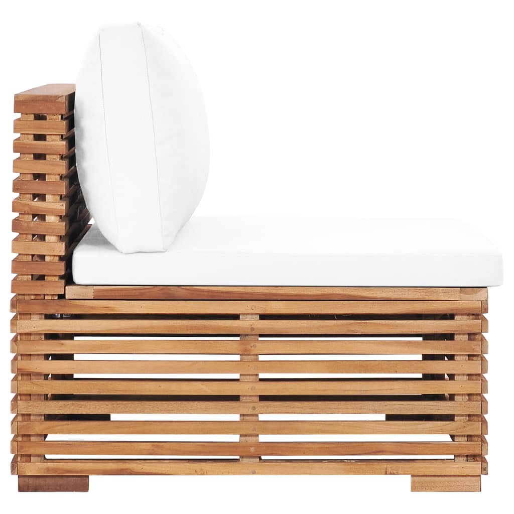 vidaXL Garten-Mittelsofa mit Cremeweißer Auflage Massivholz Teak