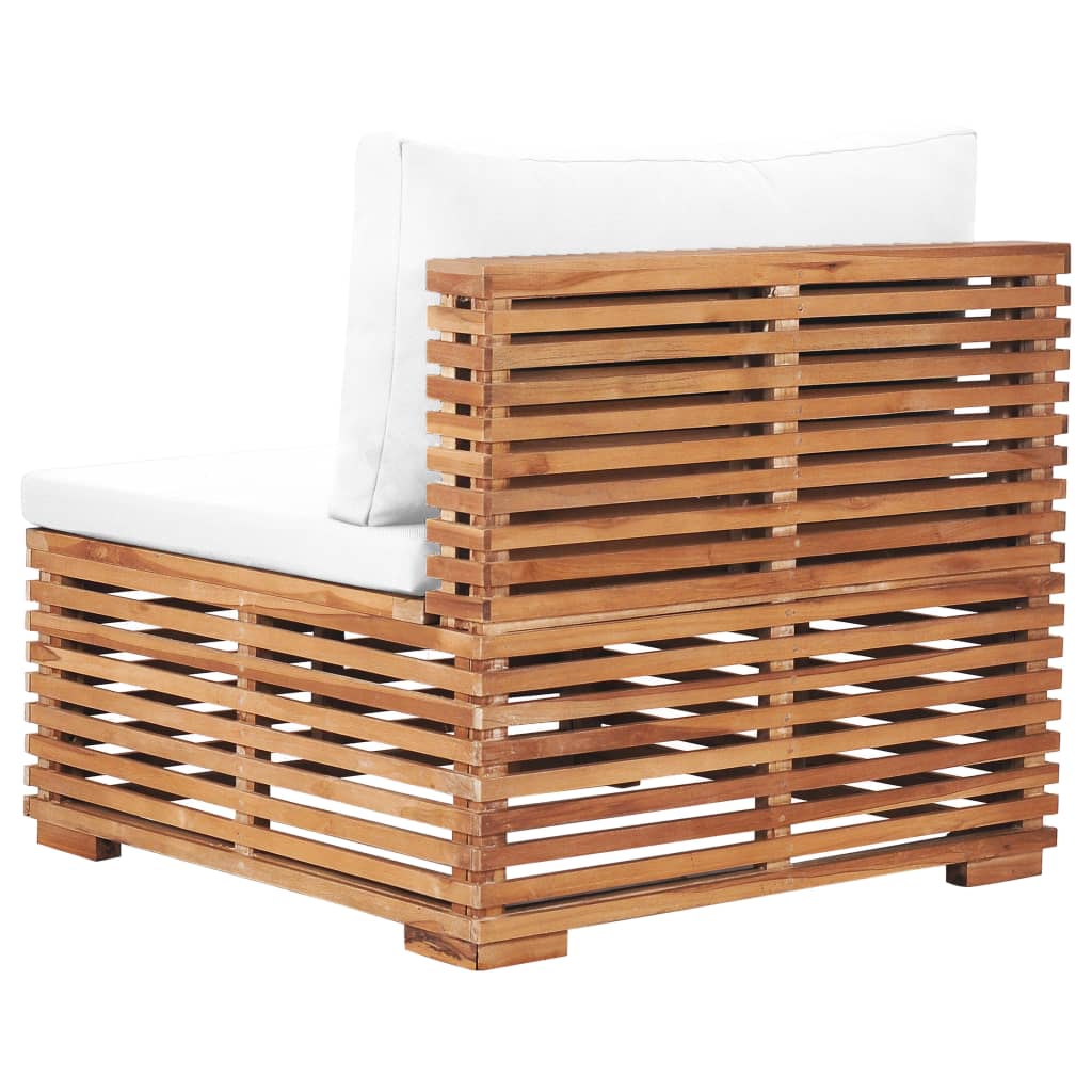 vidaXL Garten-Mittelsofa mit Cremeweißer Auflage Massivholz Teak