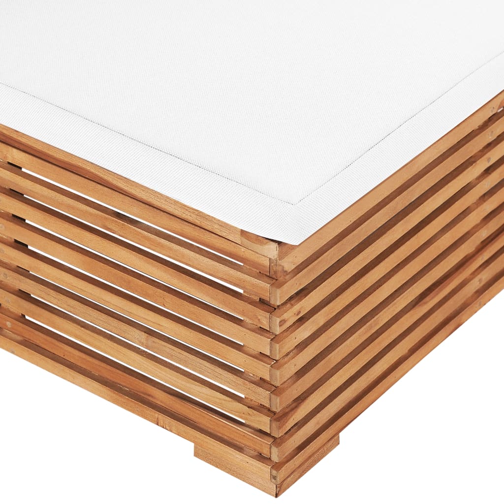 vidaXL Garten-Mittelsofa mit Cremeweißer Auflage Massivholz Teak