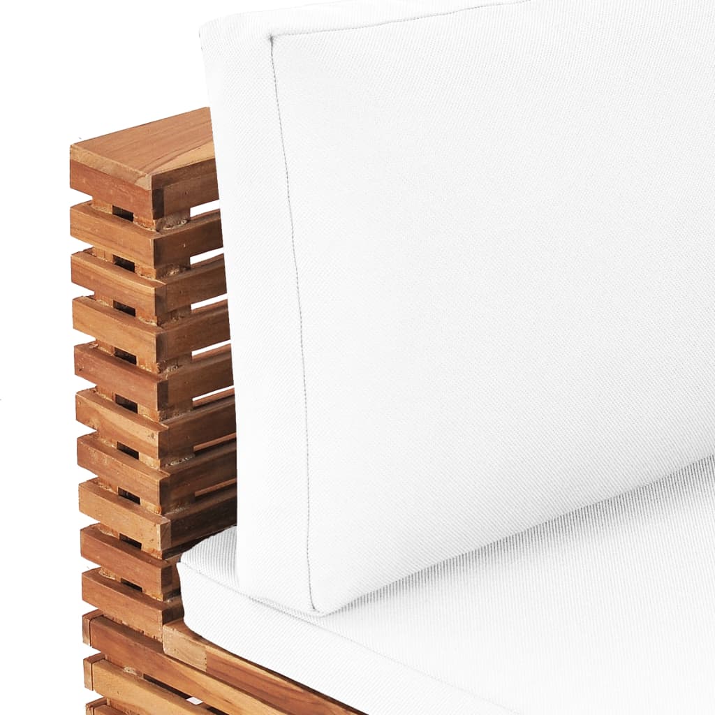 vidaXL Garten-Mittelsofa mit Cremeweißer Auflage Massivholz Teak