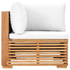 vidaXL Garten-Ecksofa mit Cremeweißer Auflage Massivholz Teak