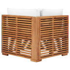 vidaXL Garten-Ecksofa mit Cremeweißer Auflage Massivholz Teak
