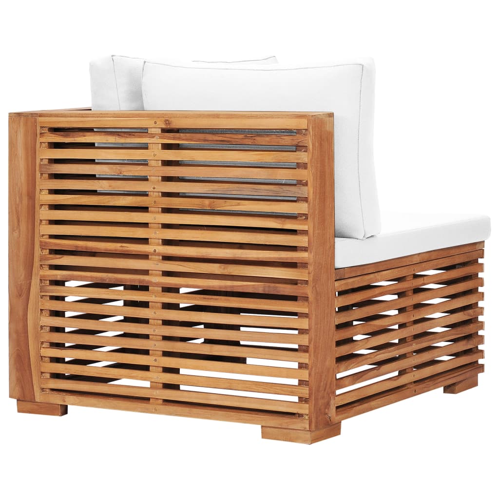 vidaXL Garten-Ecksofa mit Cremeweißer Auflage Massivholz Teak