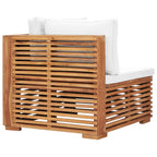 vidaXL Garten-Ecksofa mit Cremeweißer Auflage Massivholz Teak