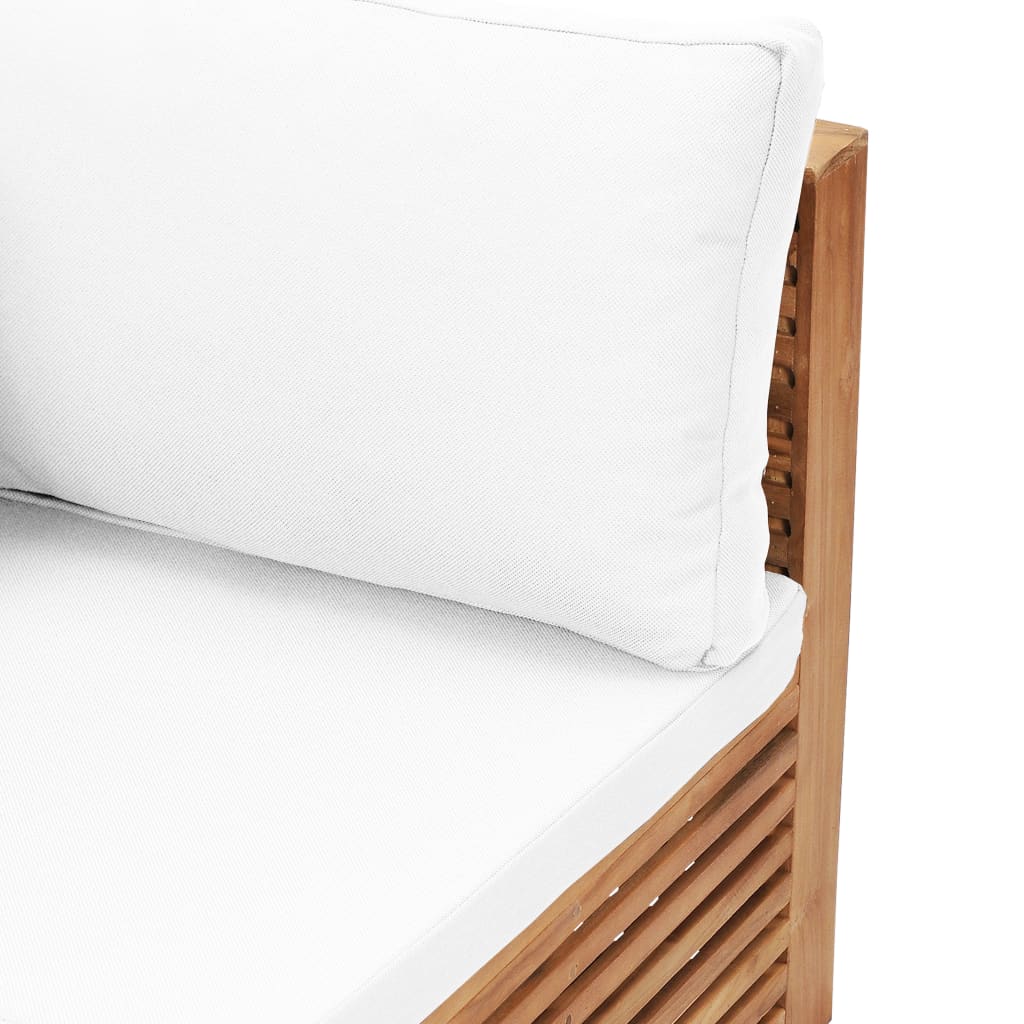 vidaXL Garten-Ecksofa mit Cremeweißer Auflage Massivholz Teak