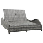 vidaXL Doppel-Sonnenliege mit Auflage Poly Rattan Grau