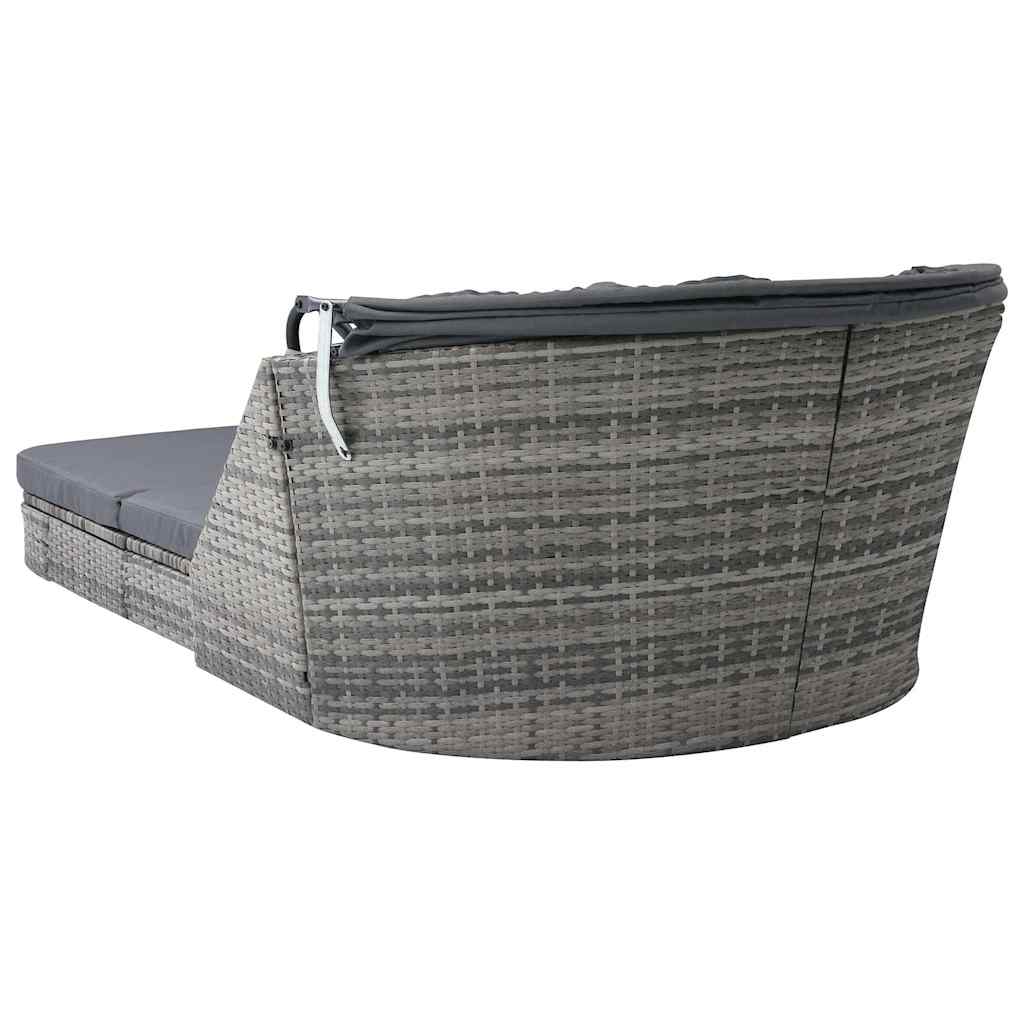 vidaXL Sonnenliege mit Dach Poly Rattan Anthrazit
