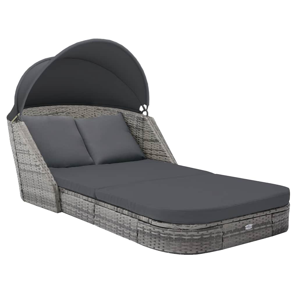 vidaXL Sonnenliege mit Dach Poly Rattan Anthrazit