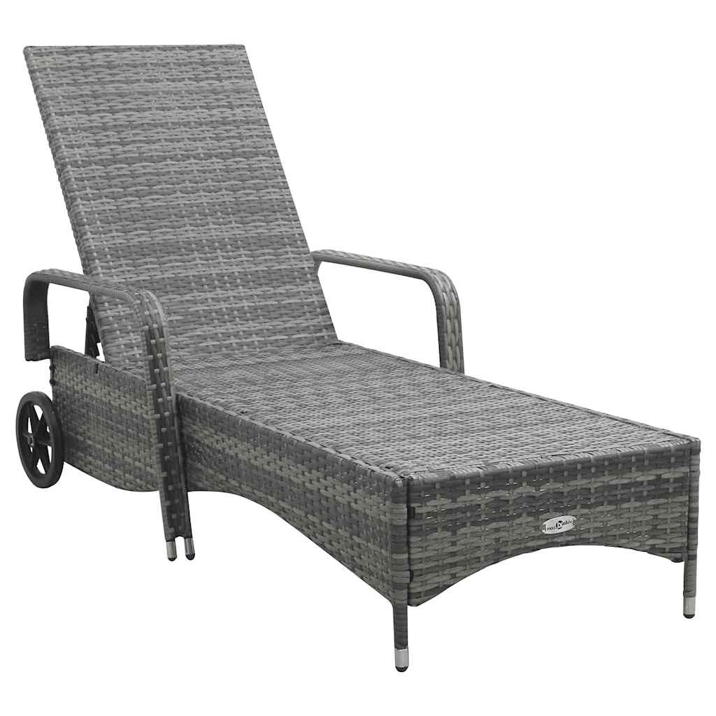 vidaXL Sonnenliege mit Rädern Poly Rattan Anthrazit