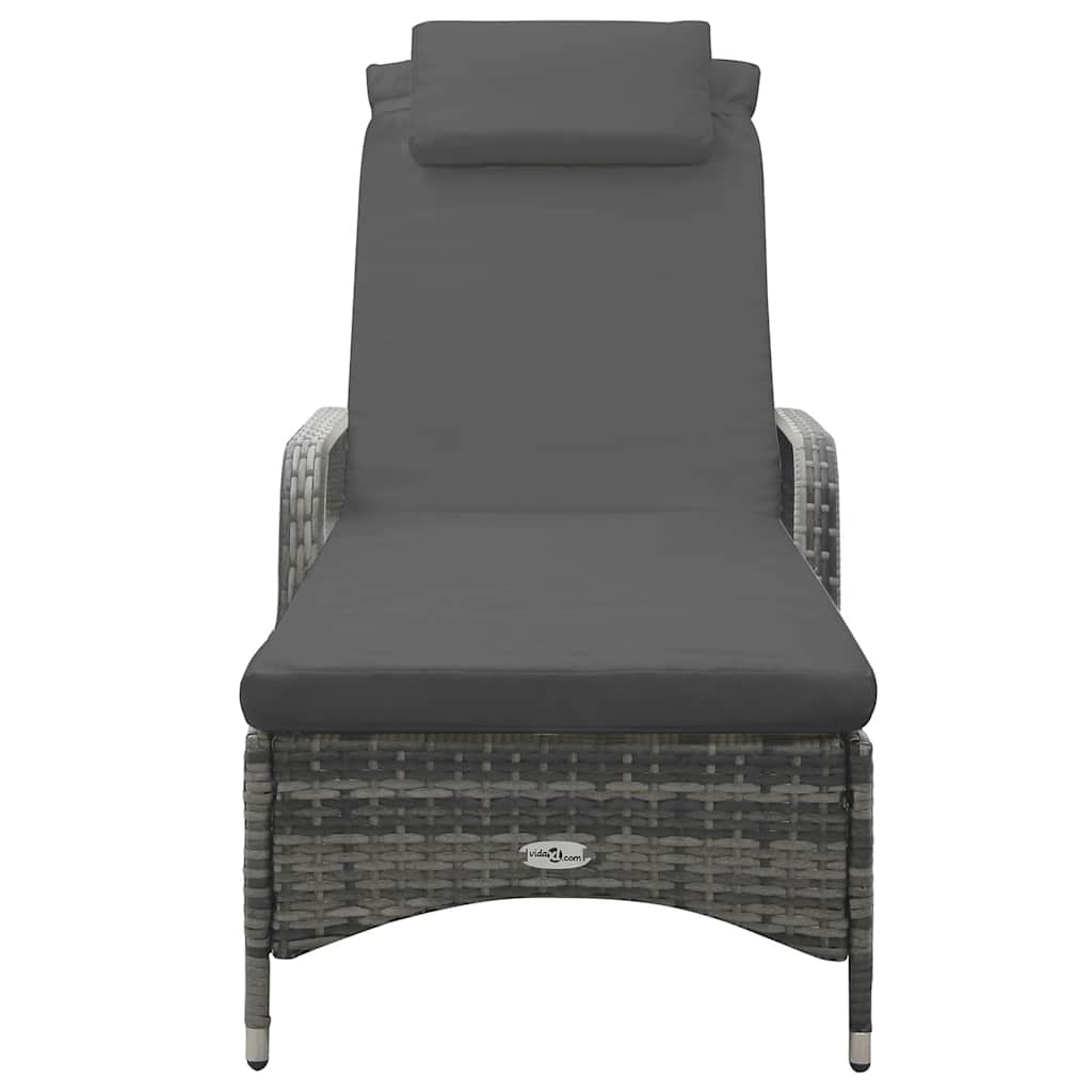 vidaXL Sonnenliege mit Rädern Poly Rattan Anthrazit