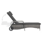 vidaXL Sonnenliege mit Rädern Poly Rattan Anthrazit