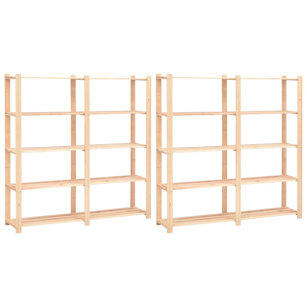 vidaXL Lagerregale 5 Böden 2 Stk. 170x38x170cm Massivholz Kiefer 500kg