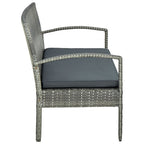 vidaXL Gartensofa 3-Sitzer mit Kissen Grau Poly Rattan