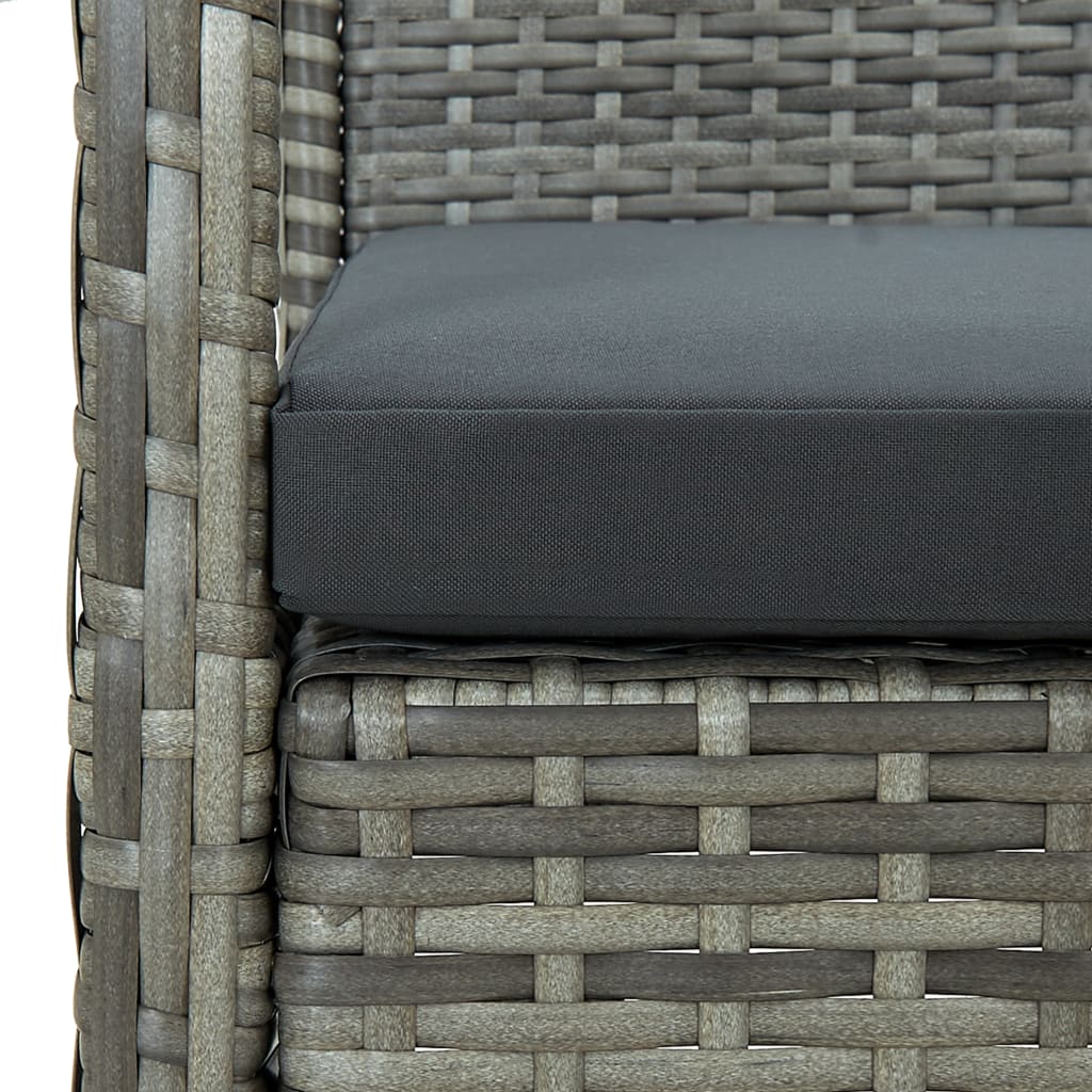 vidaXL Gartensofa 3-Sitzer mit Kissen Grau Poly Rattan