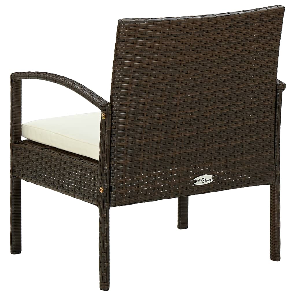 vidaXL Gartenstuhl mit Kissen Poly Rattan Braun