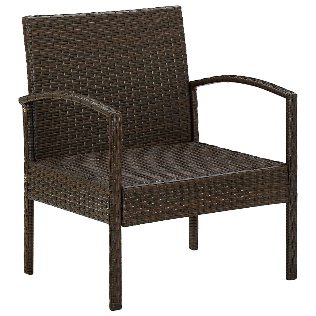 vidaXL Gartenstuhl mit Kissen Poly Rattan Braun