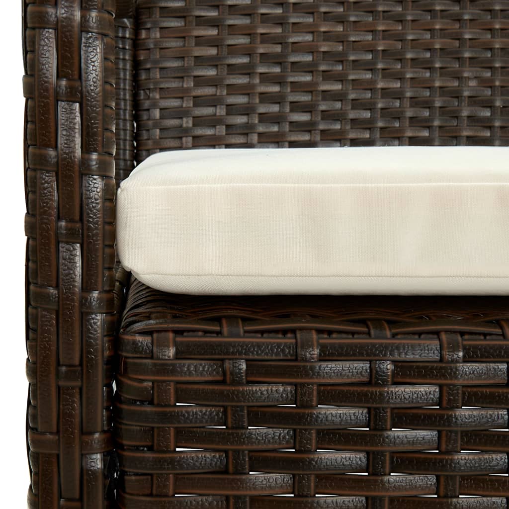 vidaXL Gartenstuhl mit Kissen Poly Rattan Braun