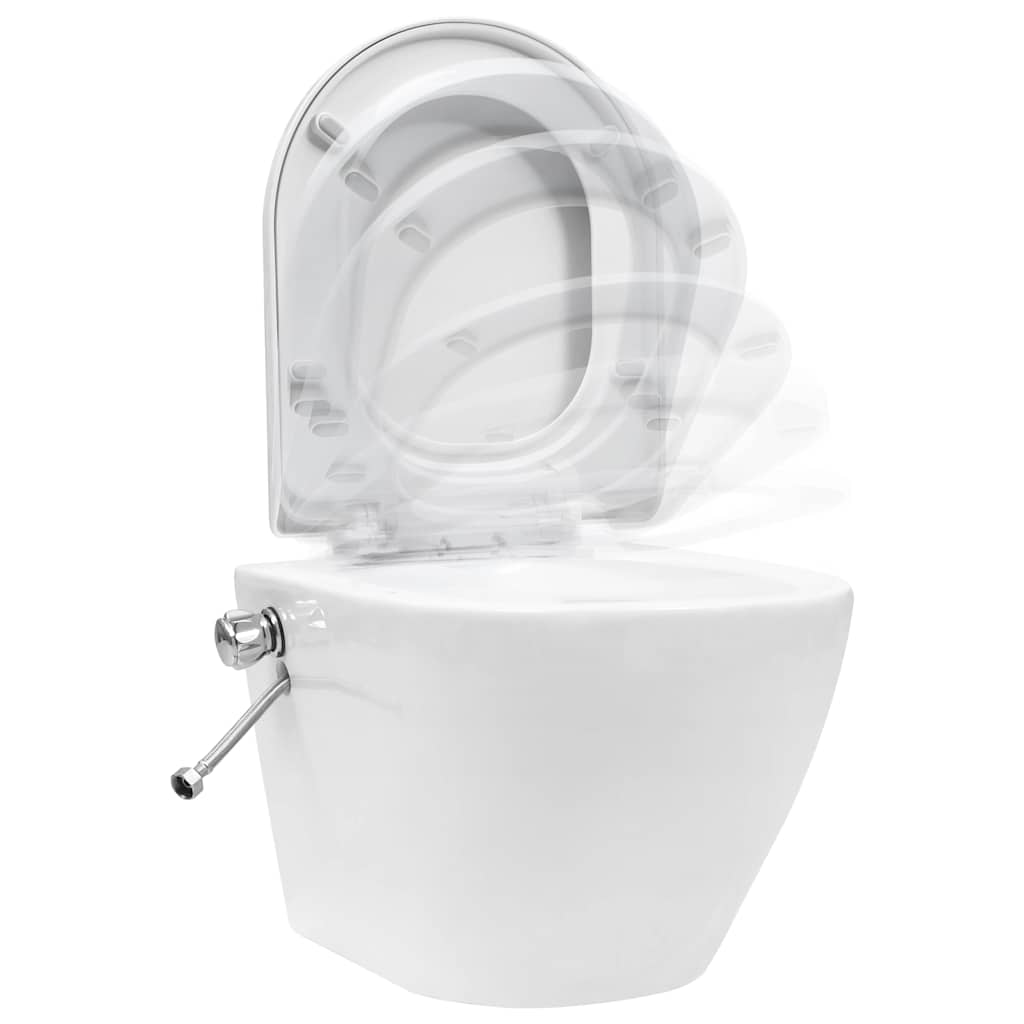 vidaXL Wand-WC ohne Spülrand mit Bidet-Funktion Keramik Weiß