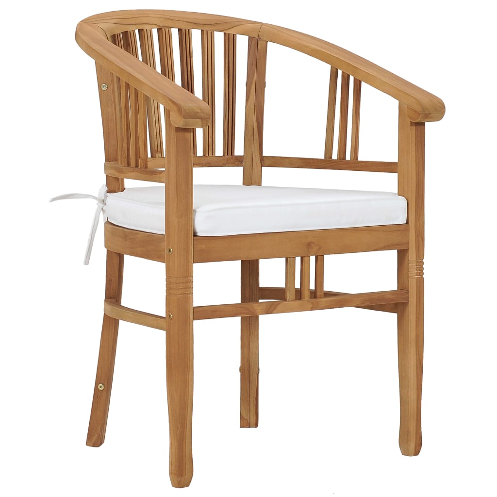 vidaXL Gartenstühle mit Kissen 2 Stk. Teak Massivholz