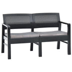 vidaXL 2-Sitzer-Gartenbank mit Auflagen 120 cm Kunststoff Anthrazit