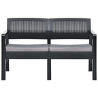 vidaXL 2-Sitzer-Gartenbank mit Auflagen 120 cm Kunststoff Anthrazit